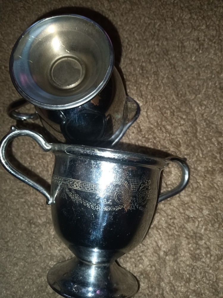 VINTAGE CREAM & SUGAR-ENGRAVED DESIGN- UNMARKED