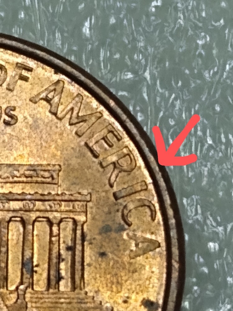 2000 Penny struck through massive grease, date, Cracked Die Error etc.
