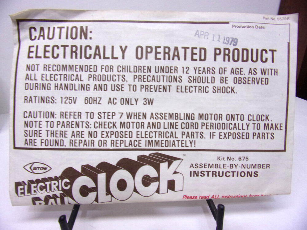 1970s Arrow Ball Clock Instruction Manual