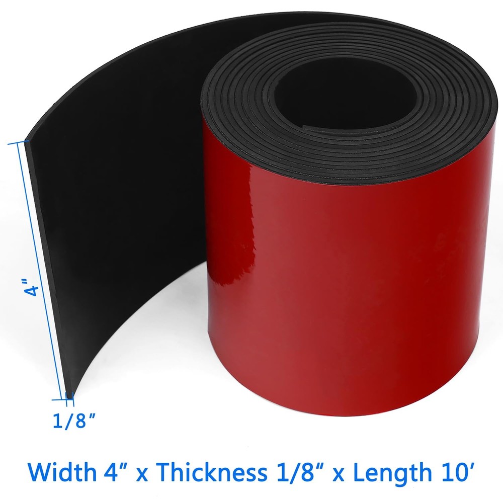 WochiTV Adhesive Solid Rubber Strips, 4" Wide x 1/8" Thick x 120" Long Self S...