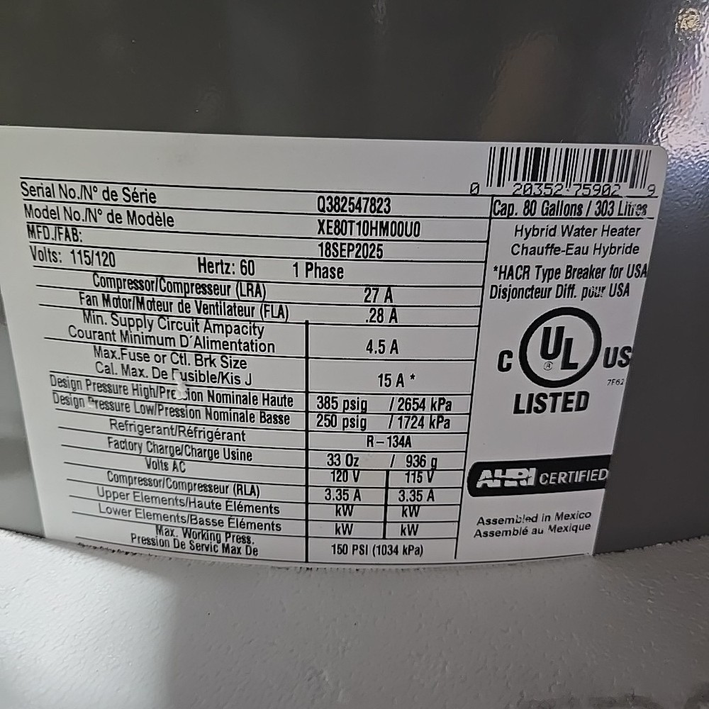Rheem 80Gal Water Heater Xe80t10hm00u0 READ****