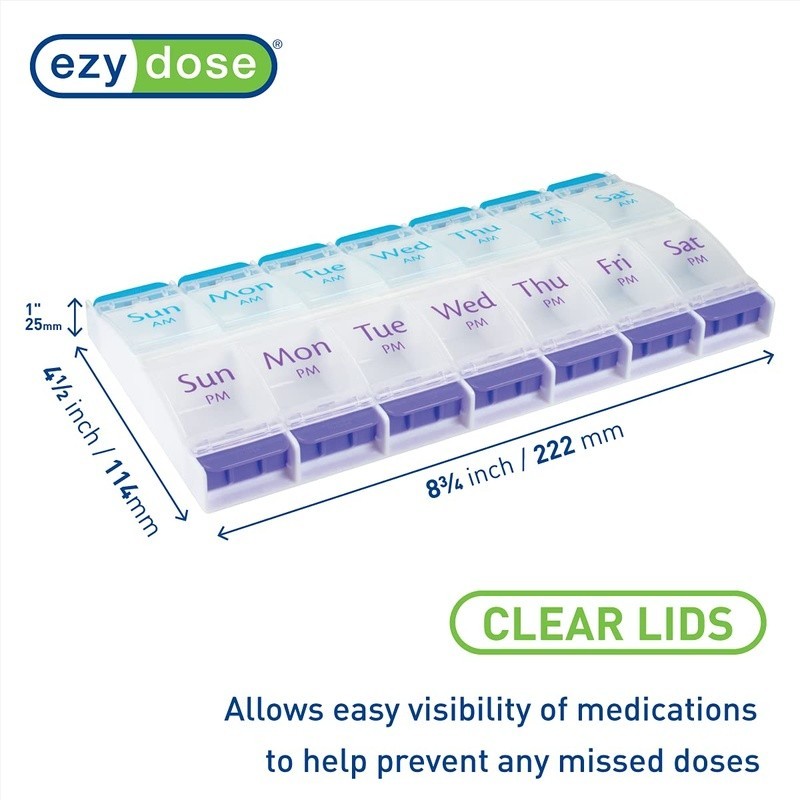 Award Winning Easy Open Pill Organizer Large Compartment Arthritis Friendly New