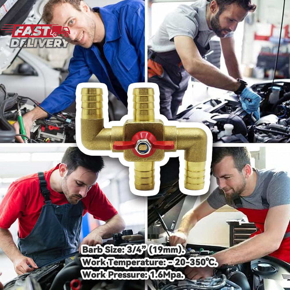 Solid Brass 3/4 Inch Heater Control Valve, 4-Way Automobile Heating Water Valve,