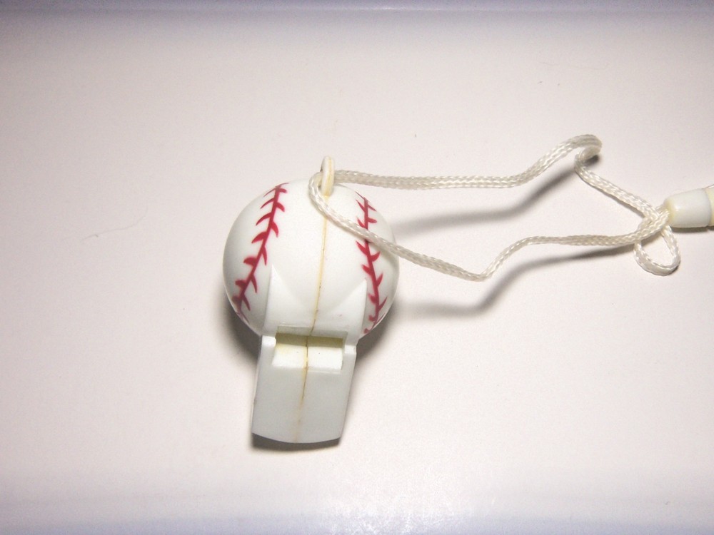 VINTAGE BASEBALL SHAPED WHISTLE (2" LONG)
