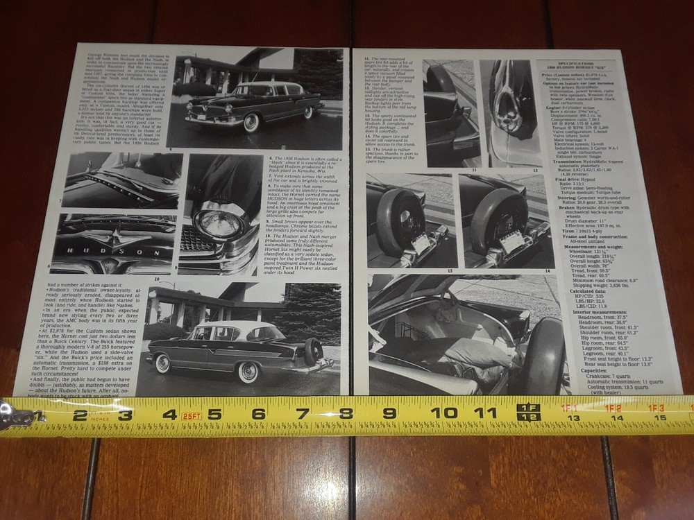 1956 HUDSON HORNET SIX ORIGINAL 1987 ARTICLE