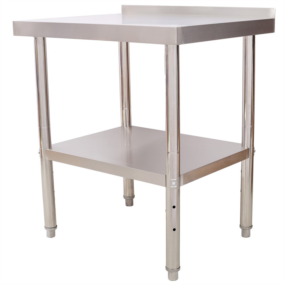 Stainless Steel Prep Table Adjustable Undershelf Workstation with Backsplash