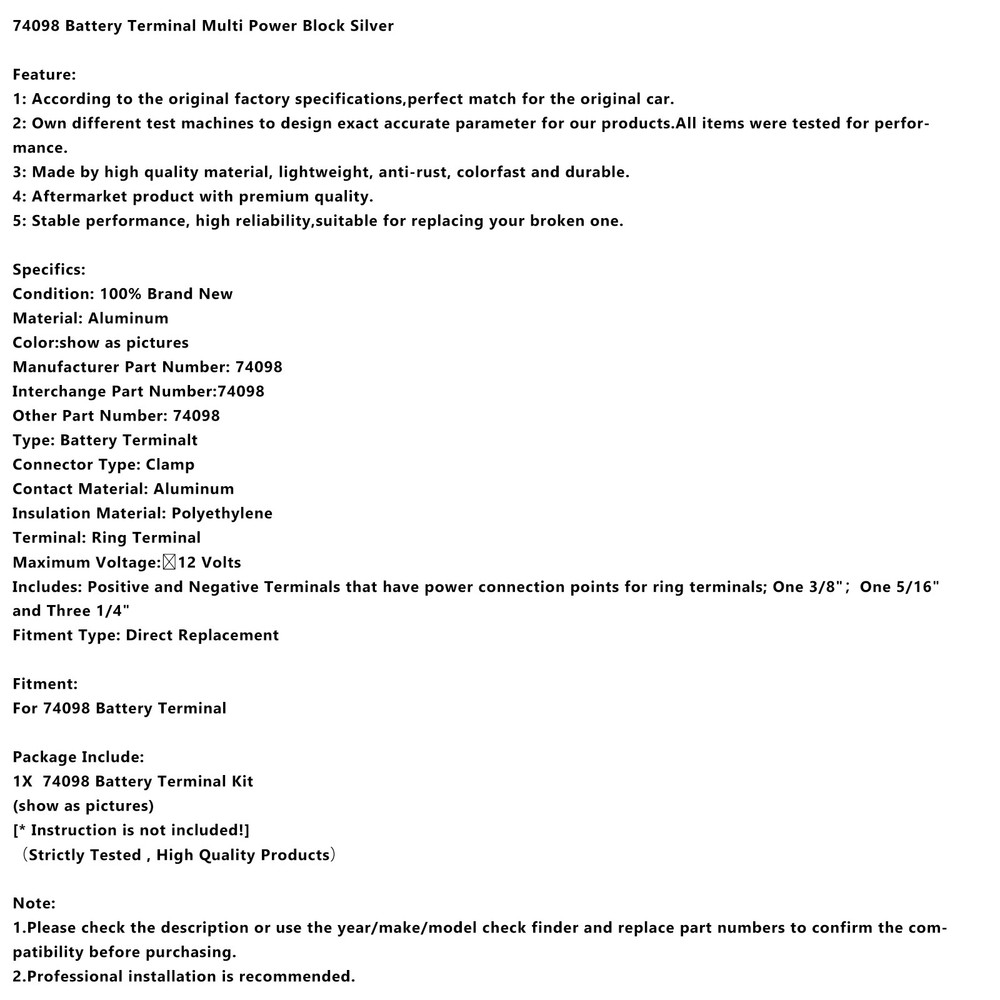 74098 Battery Terminal Multi Power Block Silver