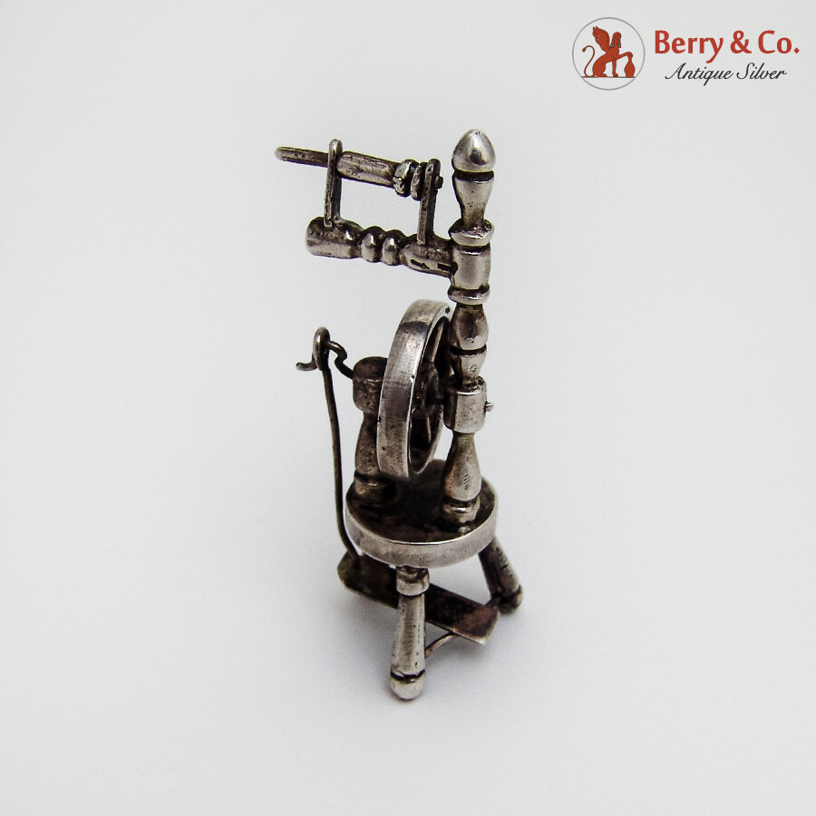 Dutch Miniature Spinning Wheel Sewing Tool 833 Silver 1992