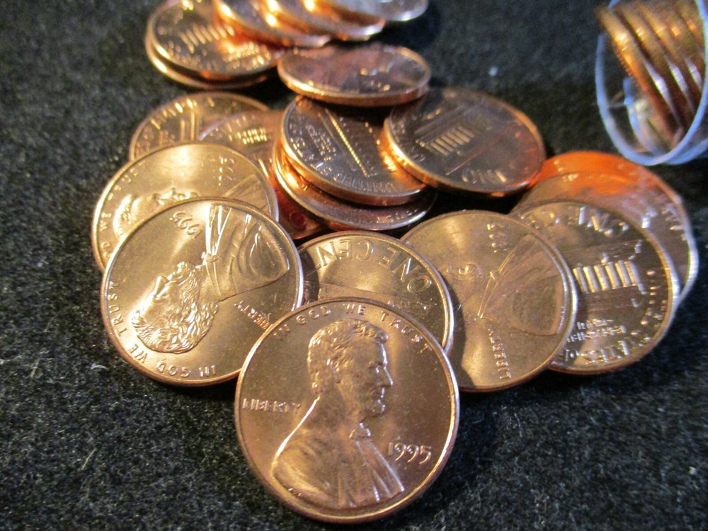 1995 LINCOLN CENT ROLL GEM BU    XX