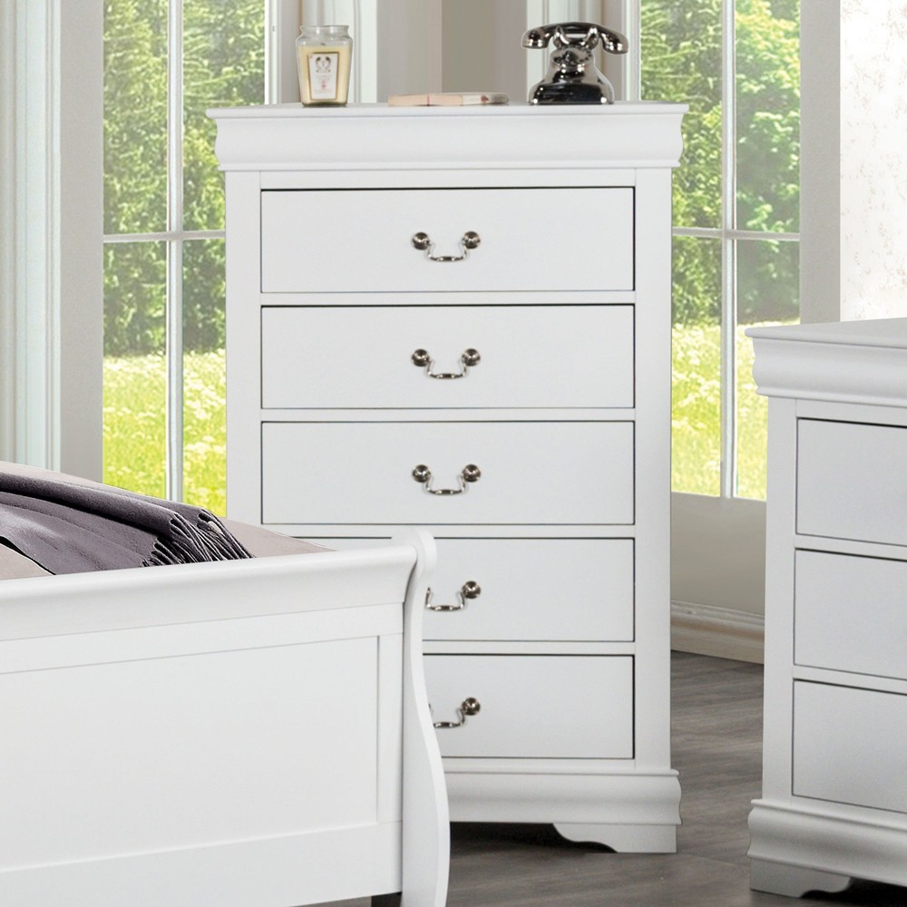 Louis Philippe Queen Size 3pc Bed Nightstand Chest Set Transitional Style