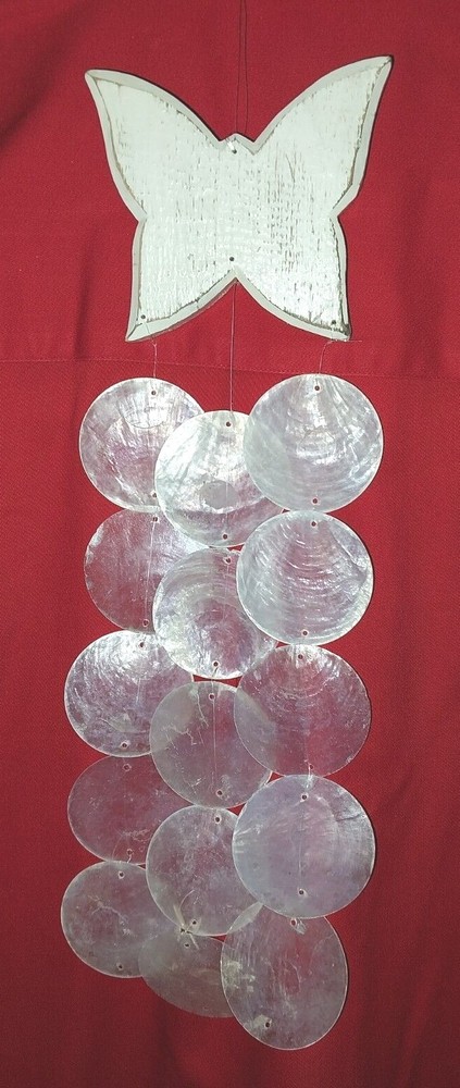 Handmade Shell Wind Chimes Capiz Shell Wind Chime Outdoor Indoor BUTTERFLY