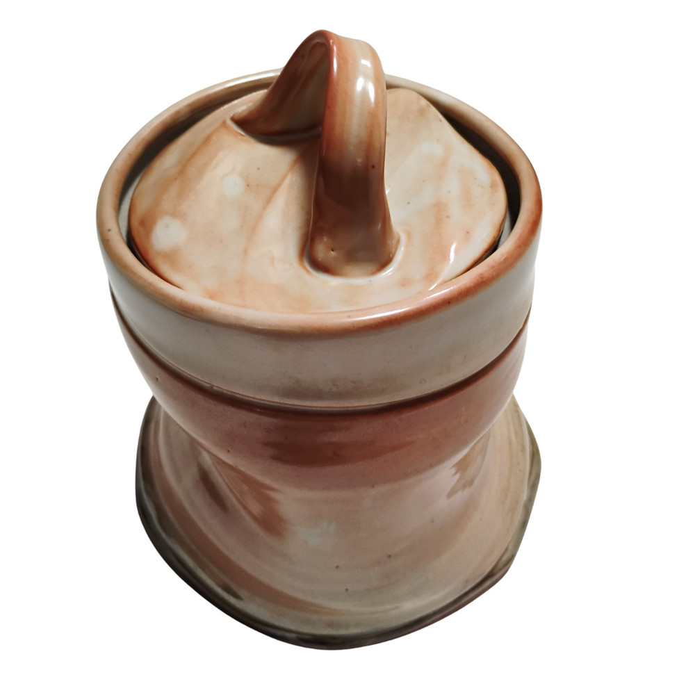 Signed Studio Pottery Lidded Canister | Gradient Peach Glaze | Handmade Ceramic