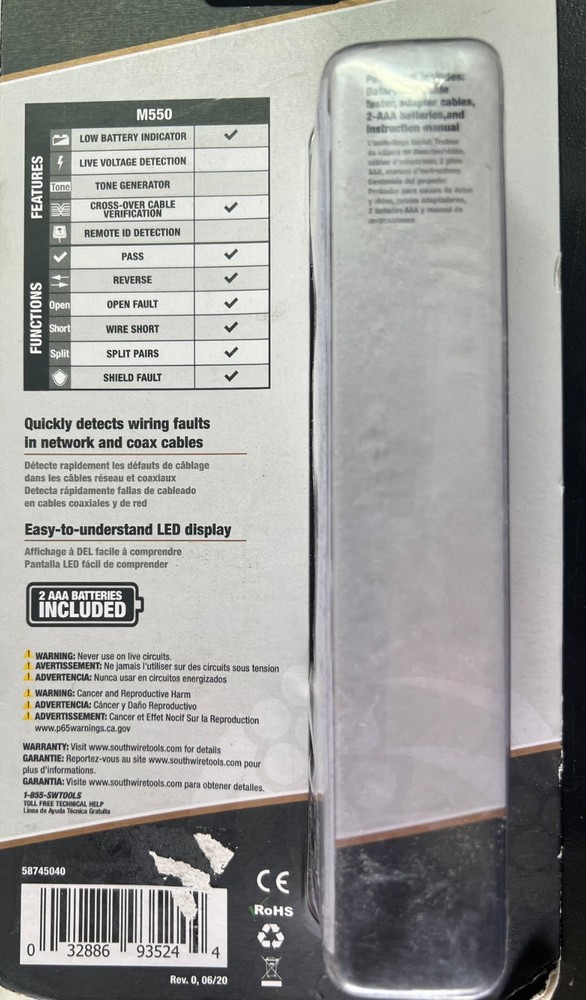 Southwire M550 Continuity Tester for Data & Coax Cables 5244