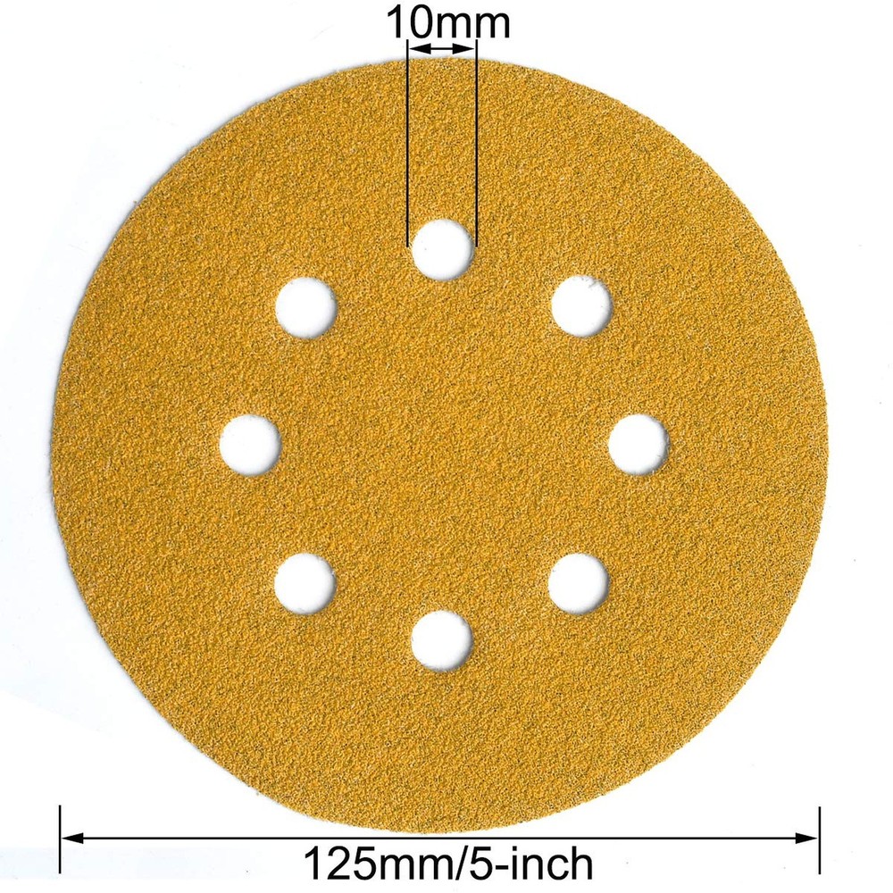 5-Inch 8-Hole Hook and Loop Sanding Discs 80-Grit Random Orbit Sandpaper, 100...