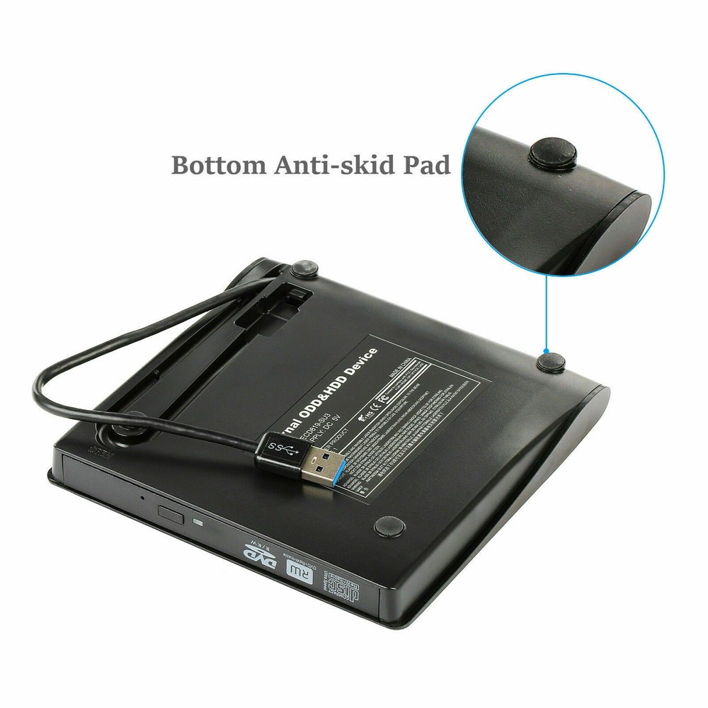 Slim External CD/DVD Drive USB 3.0 Player Burner Reader for Laptop PC Mac HP