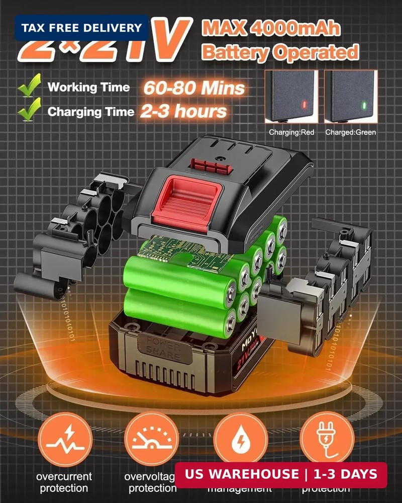 Electric Weed Wacker Cordless, 21V Weed Cordless Eater Battery Powered, with 2 *