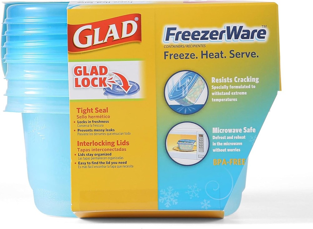 Glad Food Storage Containers - Glad FreezerWare Container - Small - 24 Ounce - 4