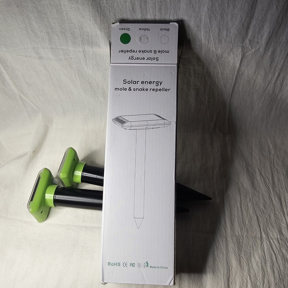 2 Pack Solar Powered Mole Repellent for Lawns, Waterproof Gopher Vole Repellent