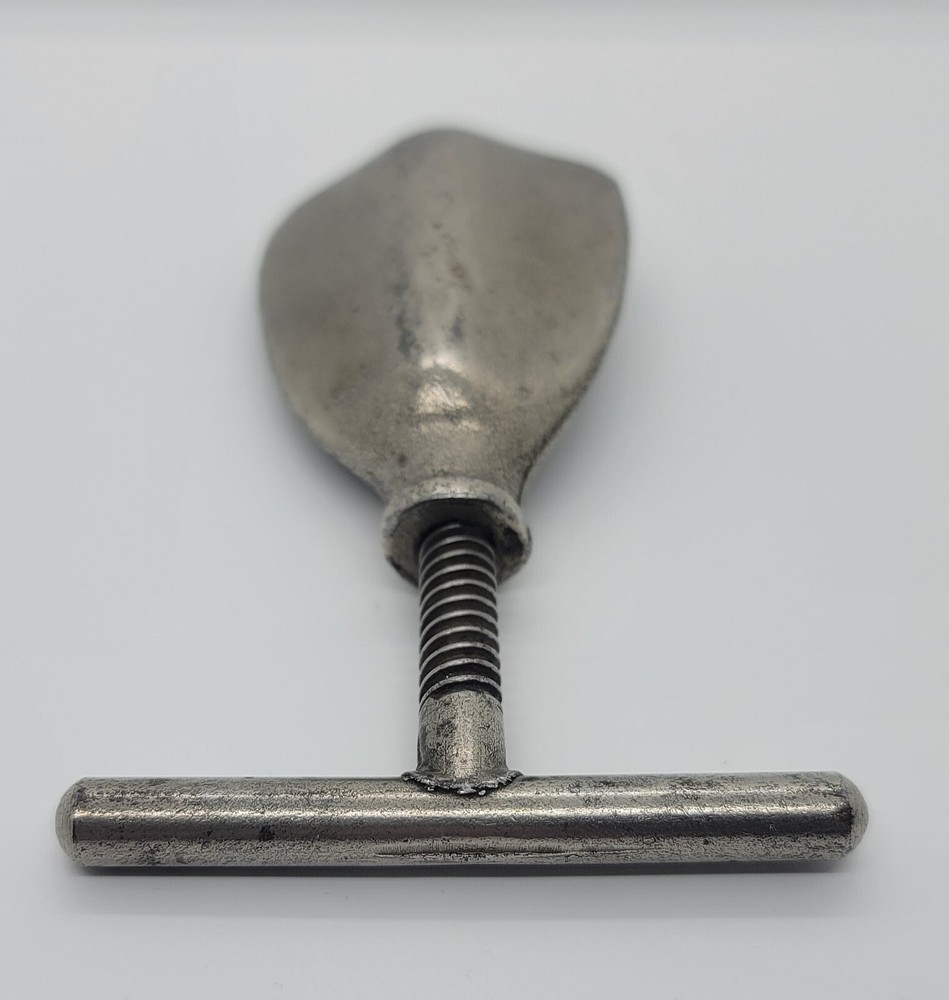 Antique Heavy Metal Nutcracker - Screw Twist, Solid Turn Handle, Nuts Thread, 6"