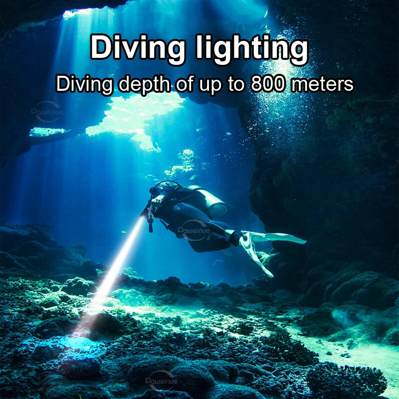 800m Underwater LED Dive Light Scuba Diving Flashlight Waterproof Torch Lamp US