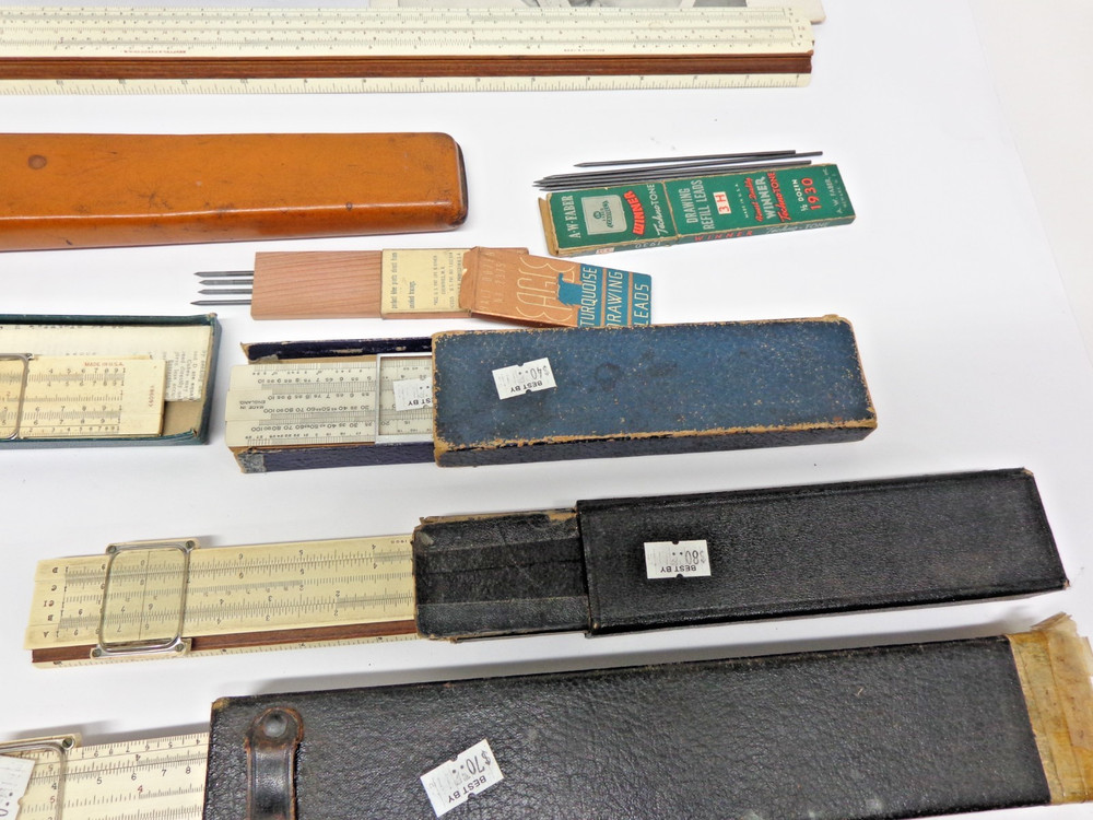 Vintage Lot of Drafting Slide Rules Plus