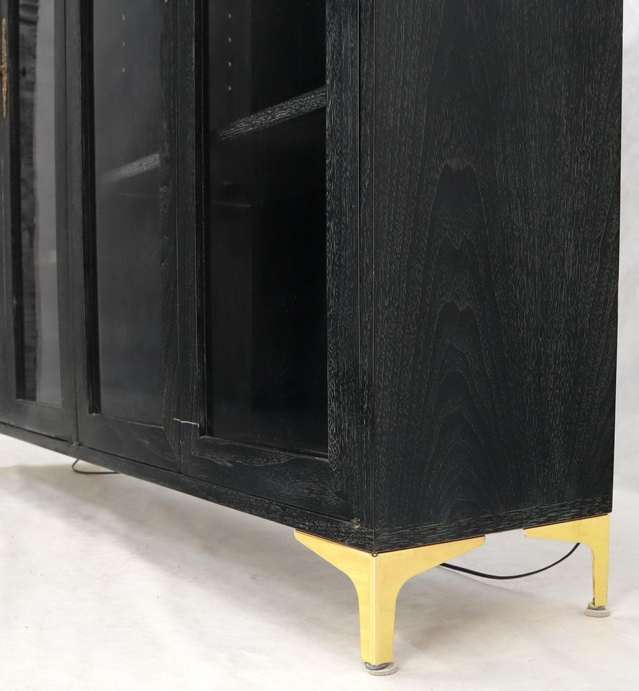 Large Mid-Century Modern Ebonized and Cerused Walnut Four Doors Bookcase