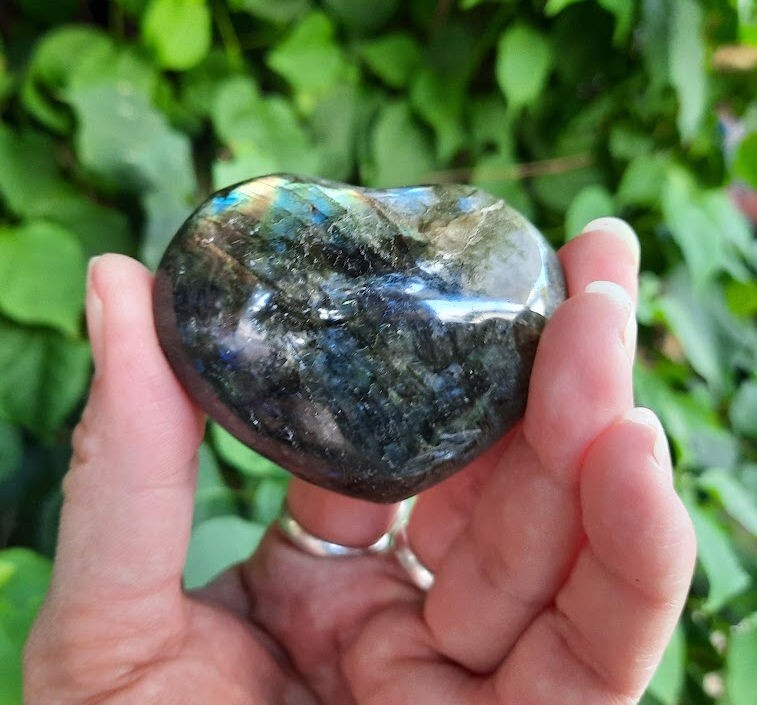 Labradorite Heart, Transformation, Higher Realm Connection, Full Potential