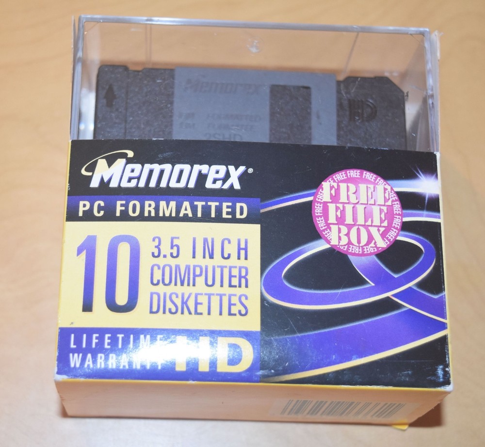 Memorex PC Formatted HD 1.44 Diskettes (9 Pack) open box