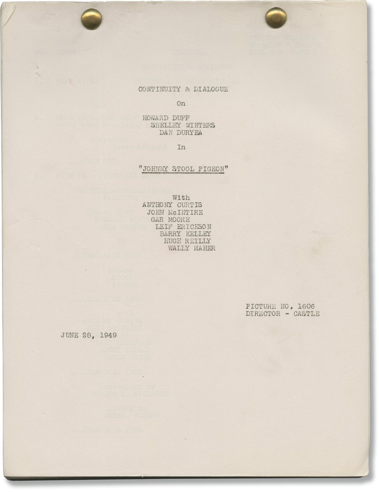 William Castle JOHNNY STOOL PIGEON Original post-production script for #146230