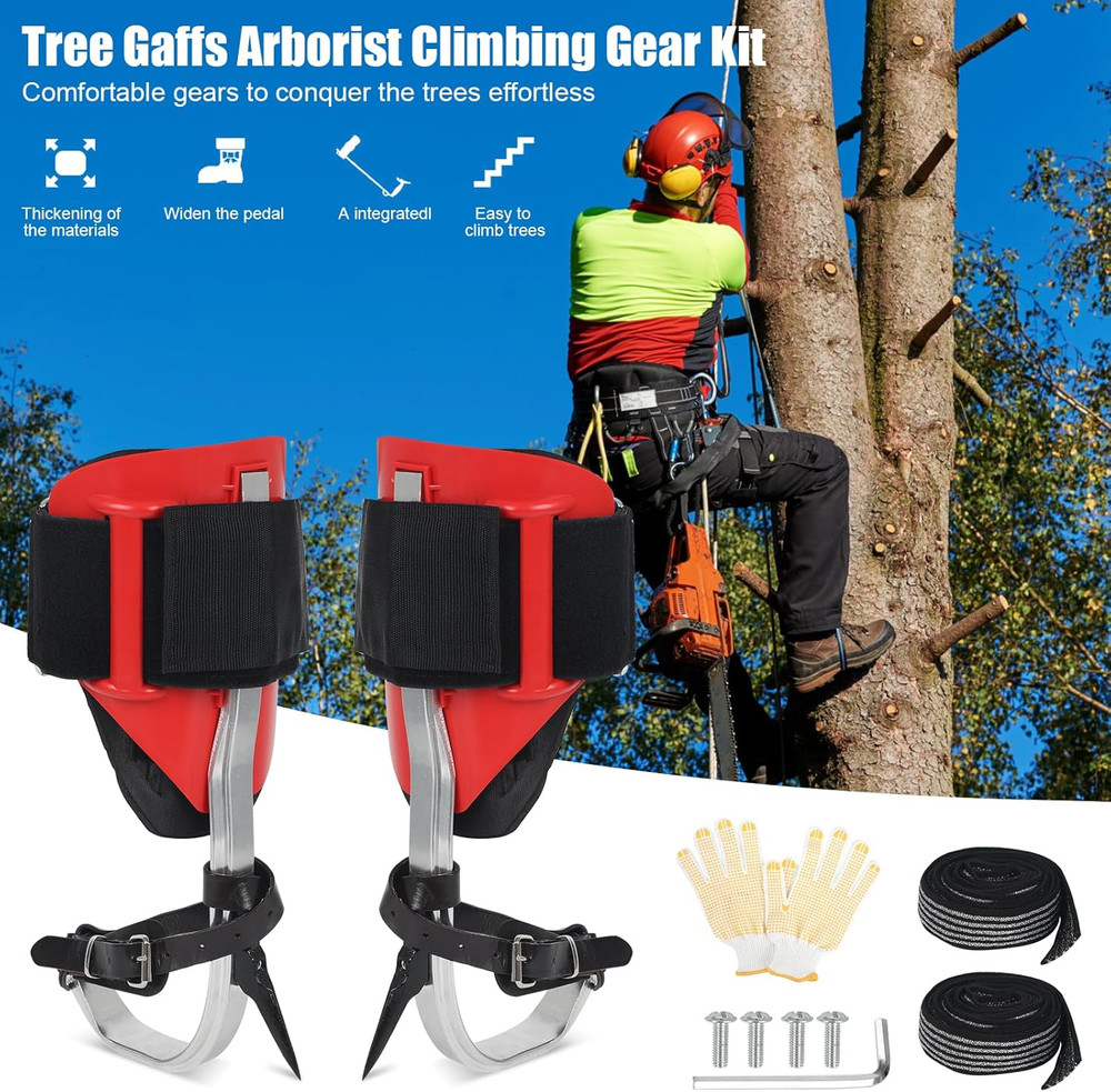 Tree Climbing Spikes Set for Tree Work, Adjustable Tree Climbing Gear with Safet