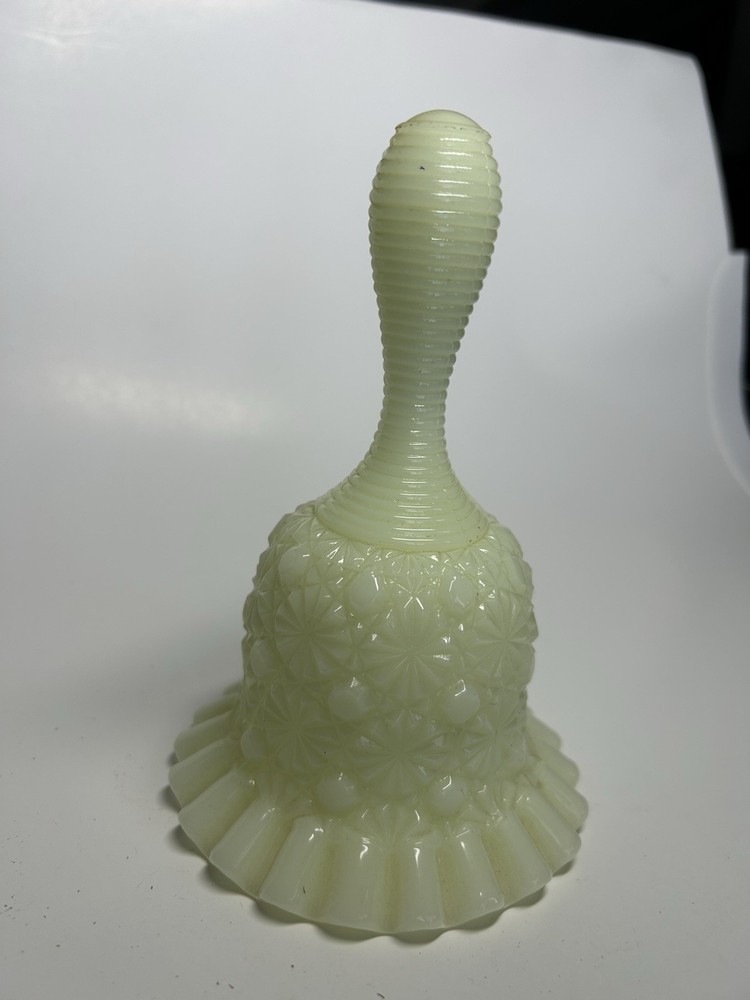 Fenton Custard Glass Bell, Embossed Daisy Pattern, Ruffled Base