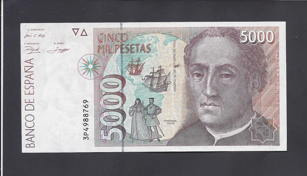 SPAIN  -  5000  PESETAS   1992   @  @