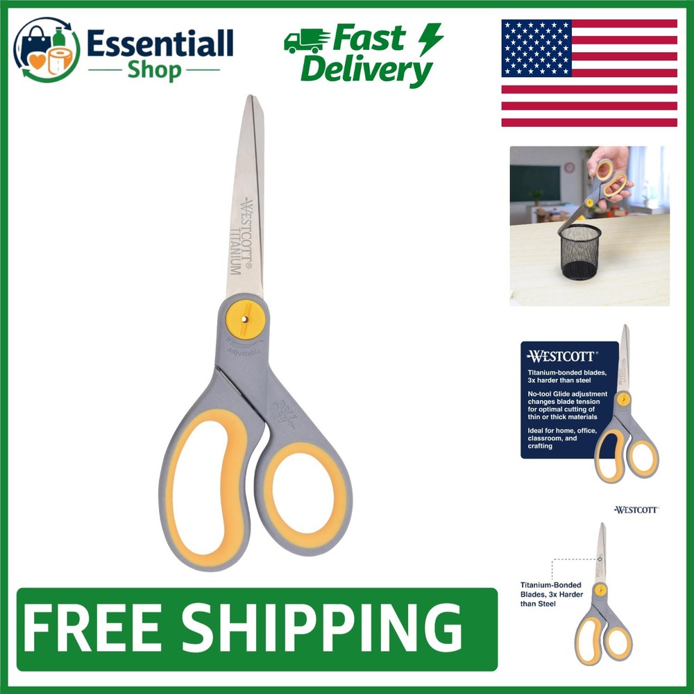Durable 8-Inch Titanium Scissors - Ergonomic Design & Adjustable Glide Feature