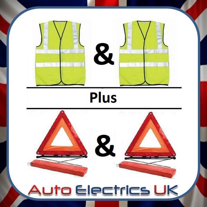 2XCar Warning Triangle Reflective Emergency Breakdown & High Visibility Vest KIT