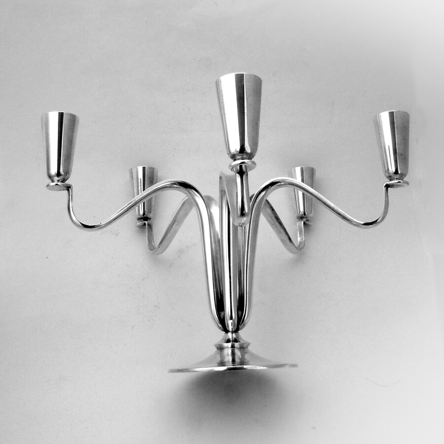 Modernist Five Light Candelabra Sterling Silver Cohr Denmark