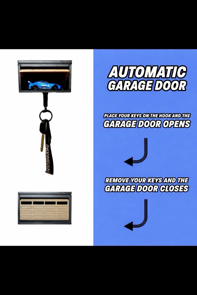 Automatic Garage Door Key Hook Wall Mounted Plastic Black Beige Shape