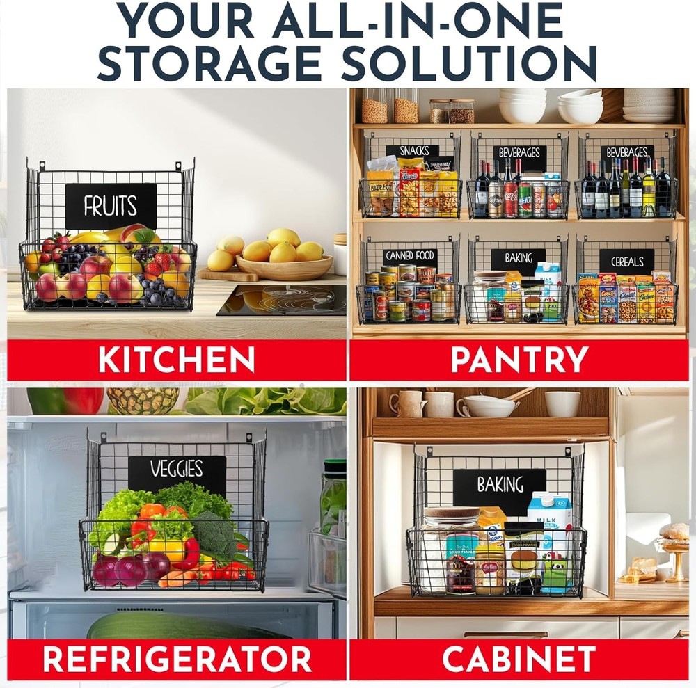 Multifunctional Wall Hanging 3-Tier Baskets - Durable Kitchen Storage Solution