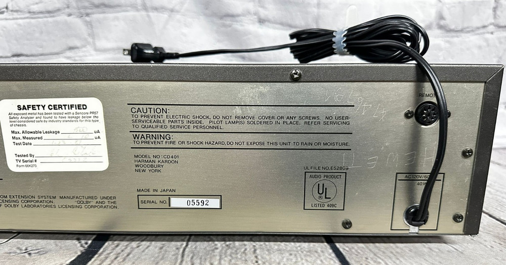 RARE 1983 HarmanKardon CD401 Ultrawideband Linear Phase 3 head Cassette DeckWork