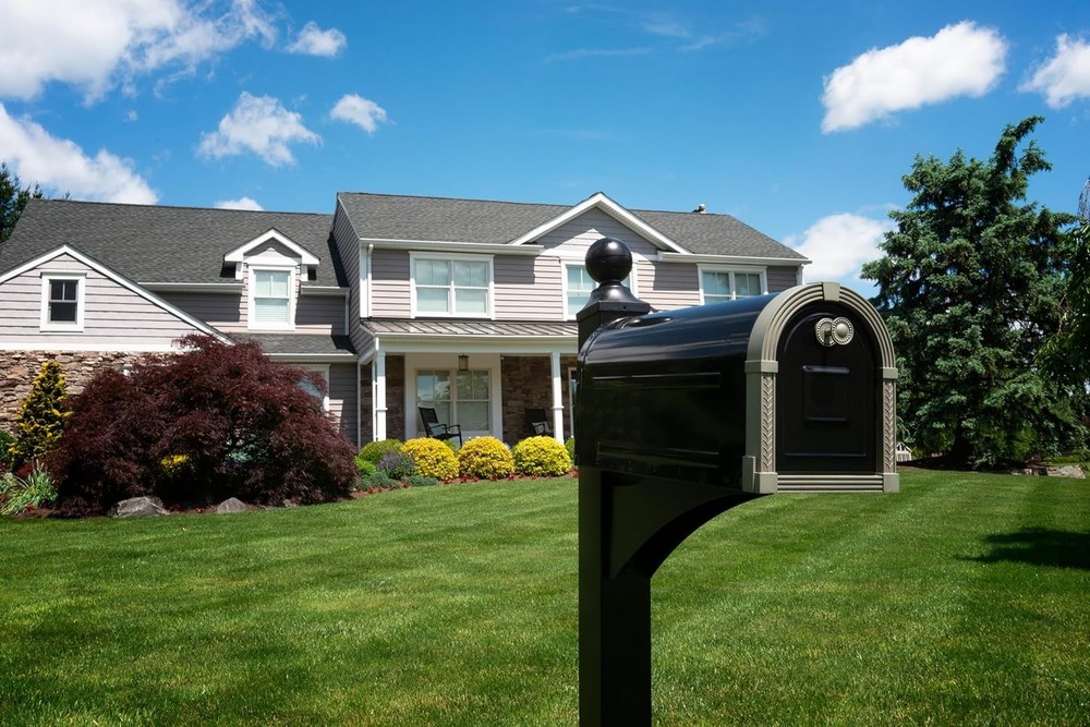 Brunswick Large, Steel, Post Mount Mailbox, Black & Brushed Nickel