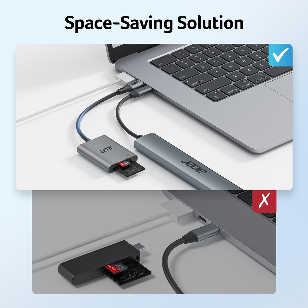 SD Card Reader USB C, Dual Slots Type C to Memory Card Reader, Aluminum Micro...