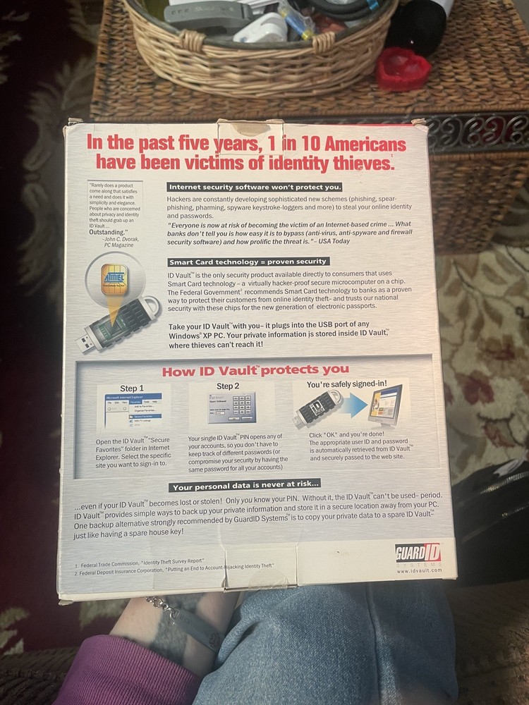 ID Vault Guard ID Systems STOP ONLINE IDENTITY THEFT Windows XP Secure Passwords