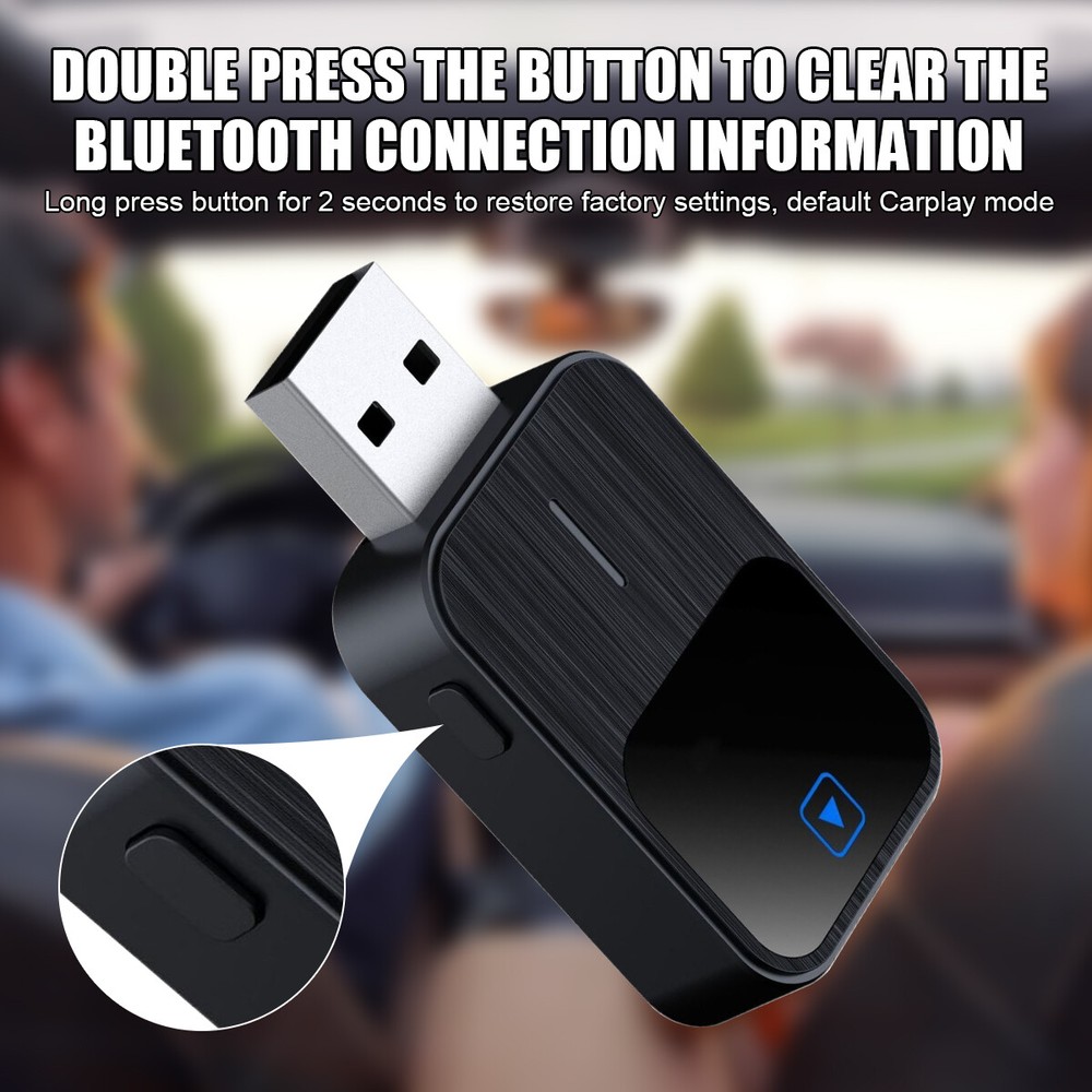 2in1 Wireless CarPlay Adapter Android Auto Car Auto Navigation Player USB US