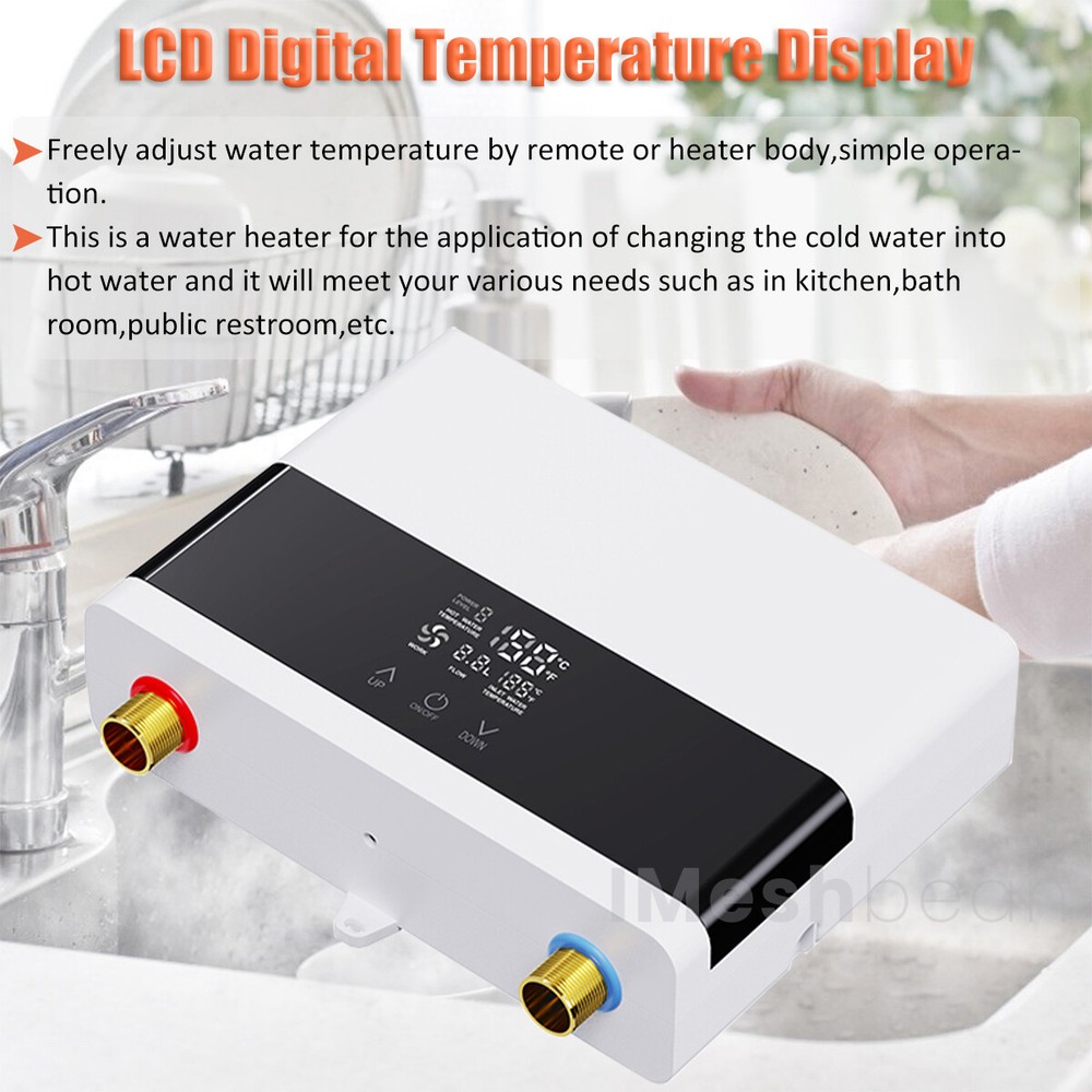 4000W Electric Instant Water Heater Tankless Kitchen Shower W/Touch & RC