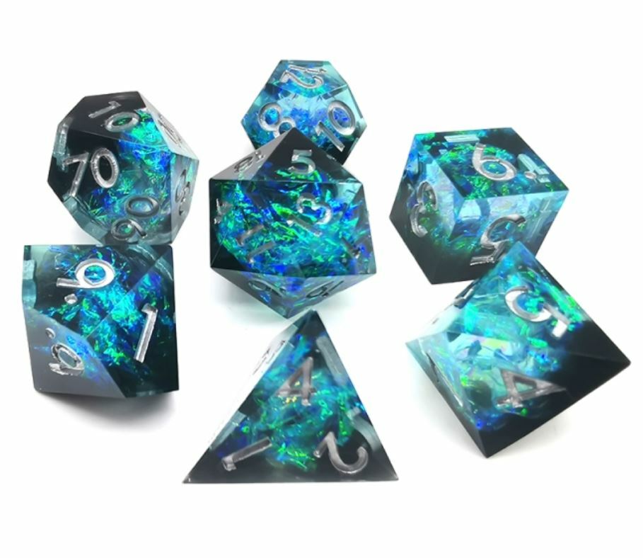 Dark Cosmos Sharp Edged 7 Dice Set Poly RPG DnD Dungeons Dragons AD&D d20