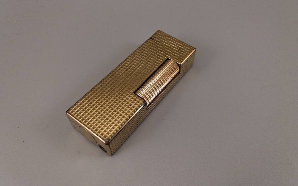 Dunhill Rollagas Transitional Gas Lighter, Custom Pipe, Gold Hob Nails, Working