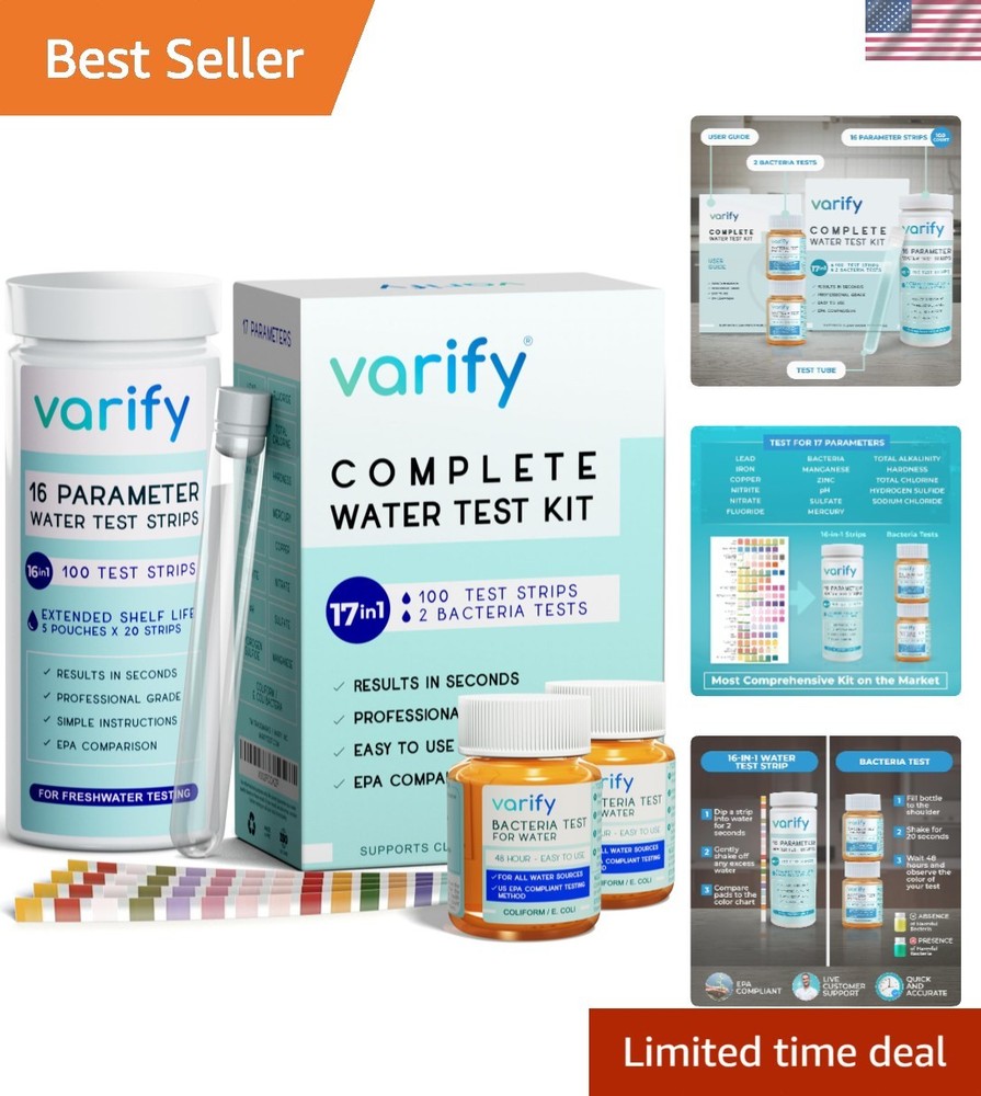 Comprehensive Water Quality Testing Kit - 100 Strips & Bacteria Testing Included