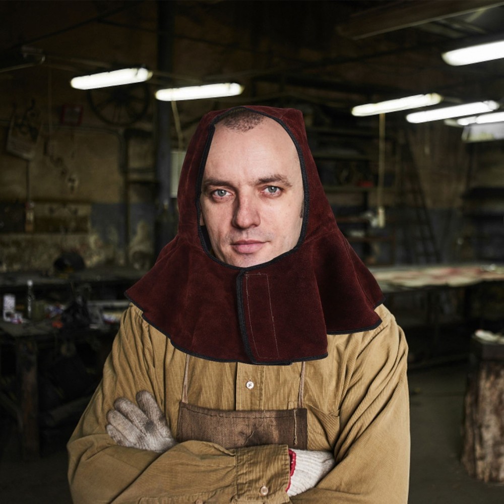 Welding Hood Cowhide Protective Caps With Neck And Shoulder Drape