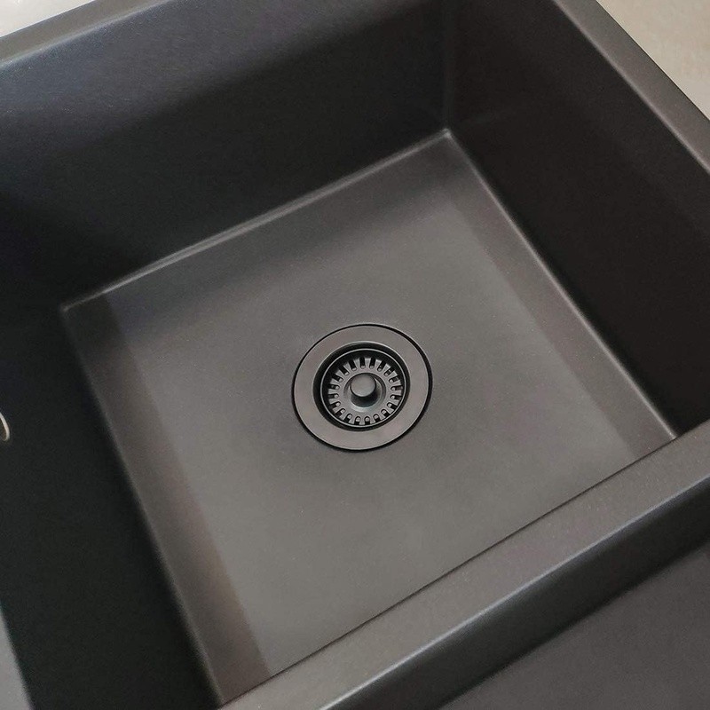 Matte Black Garbage Disposal Flange Removable Strainer Durable ABS Easy Install