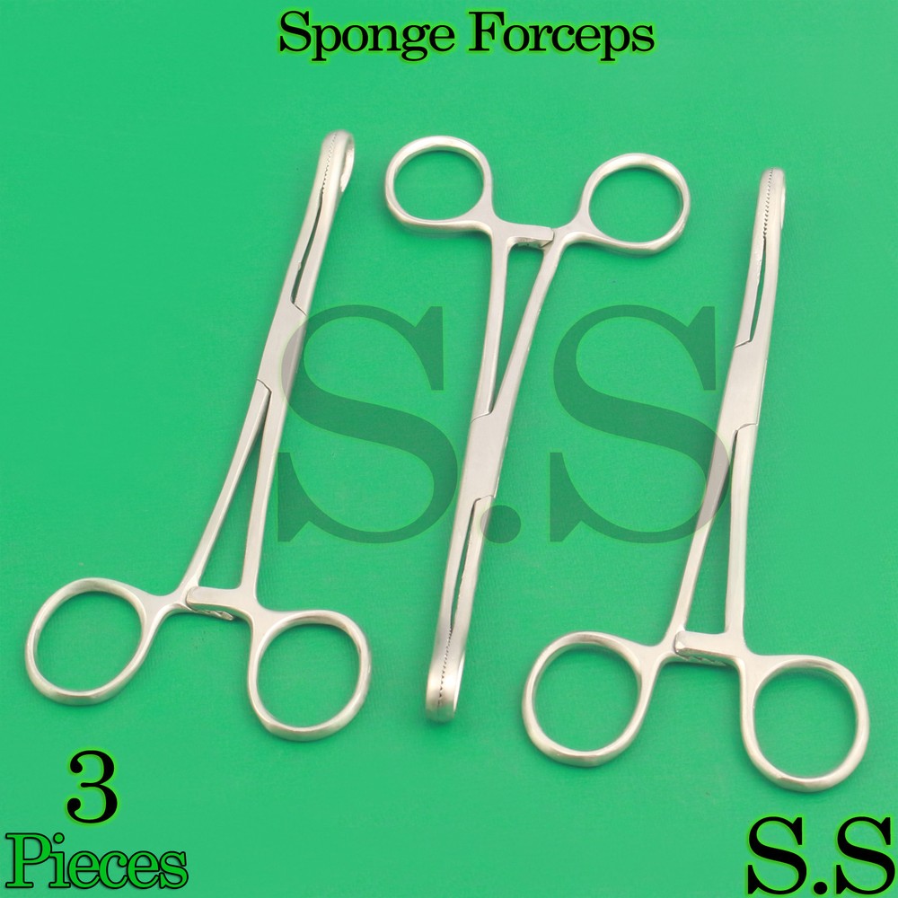 3 Sponge Holding Forceps Straight 6" Surgical Instruments