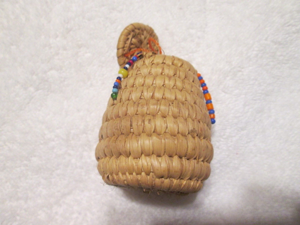 Mini Coil Basket With Lid & Bead Work Decorations